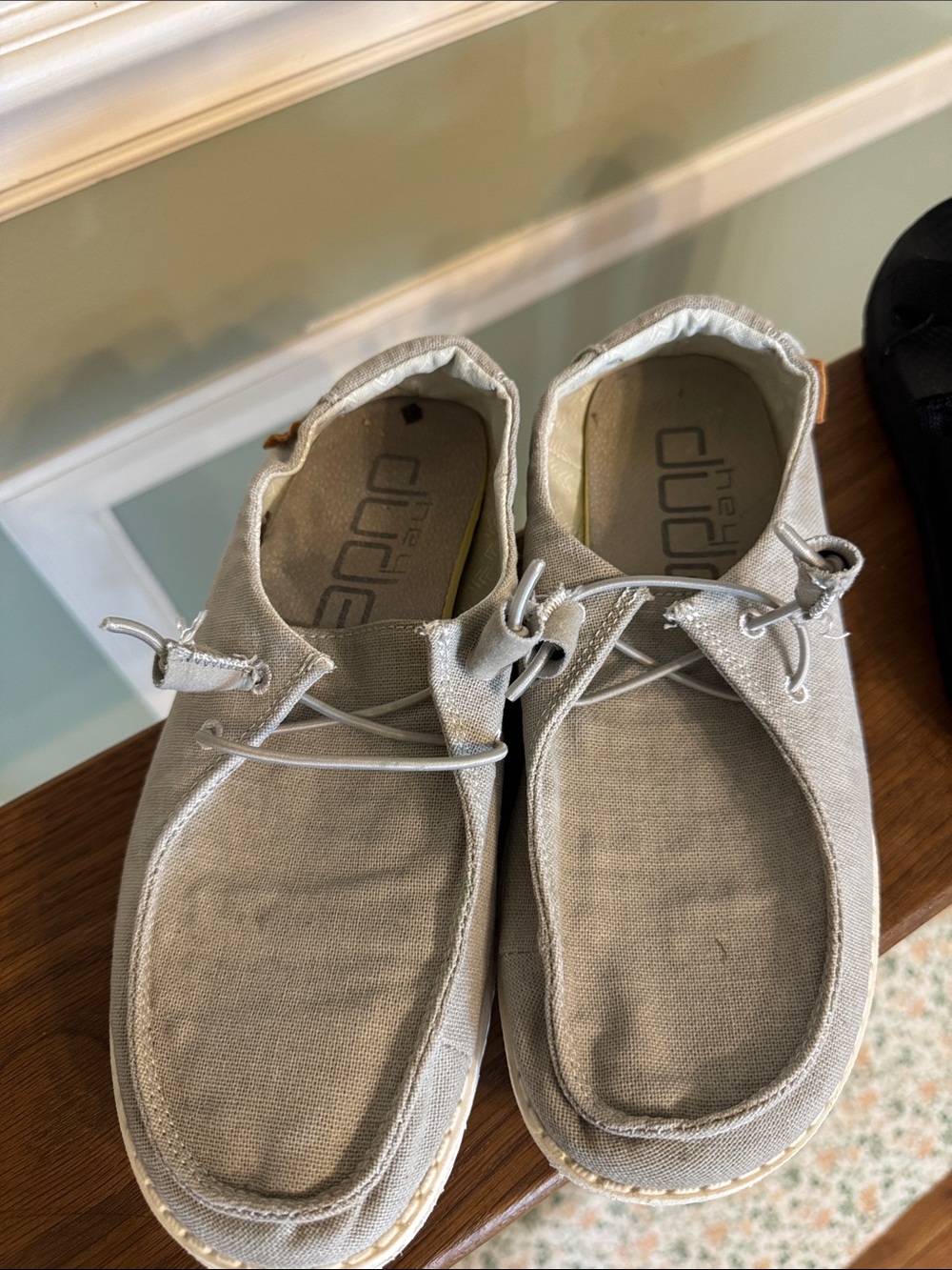 Hey Dude Light Gray Canvas Slip-On Loafers